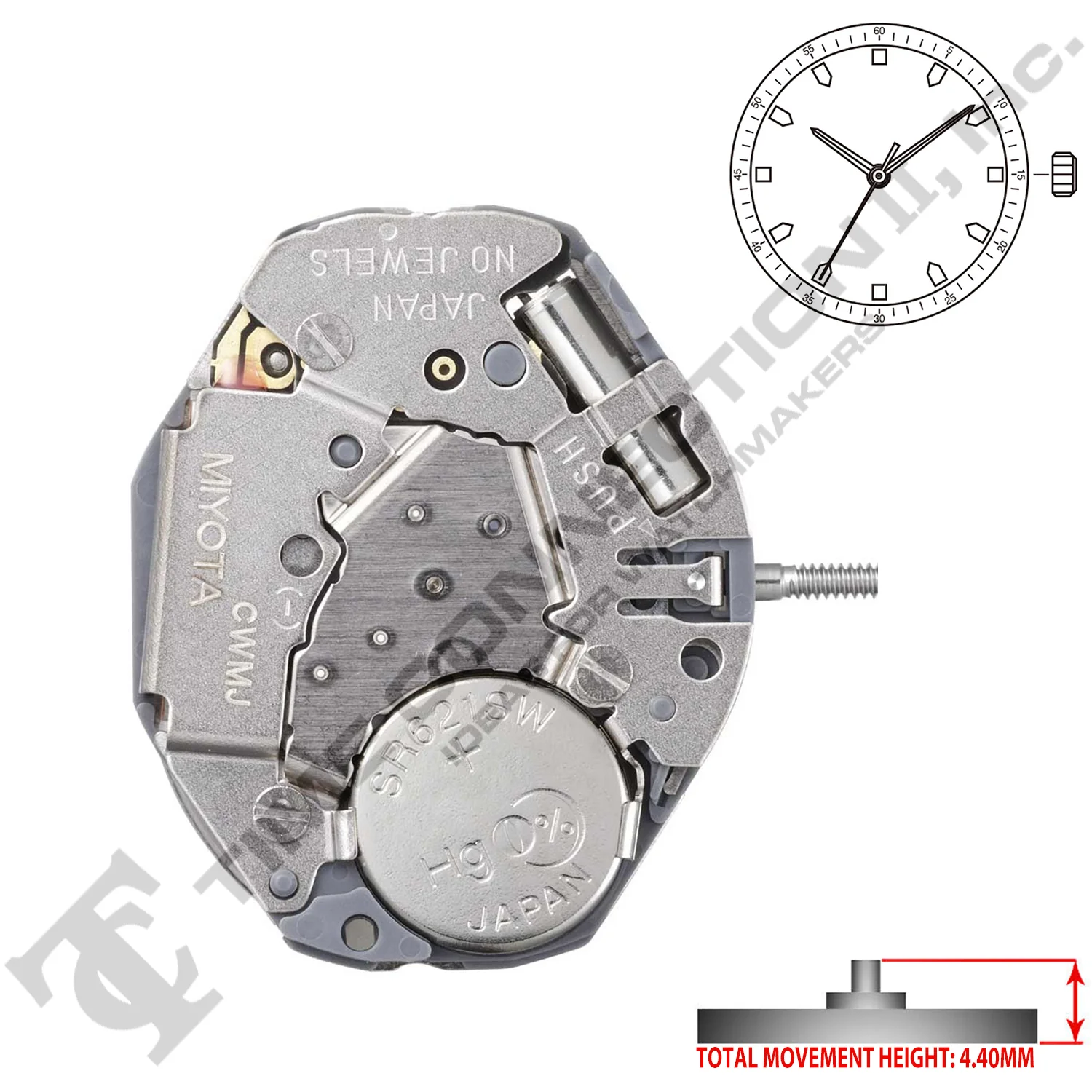 Miyota/Citizen LTD GL34 Japan Quartz Movement Ht. 4.40MM (Replaced Miyota GL36)