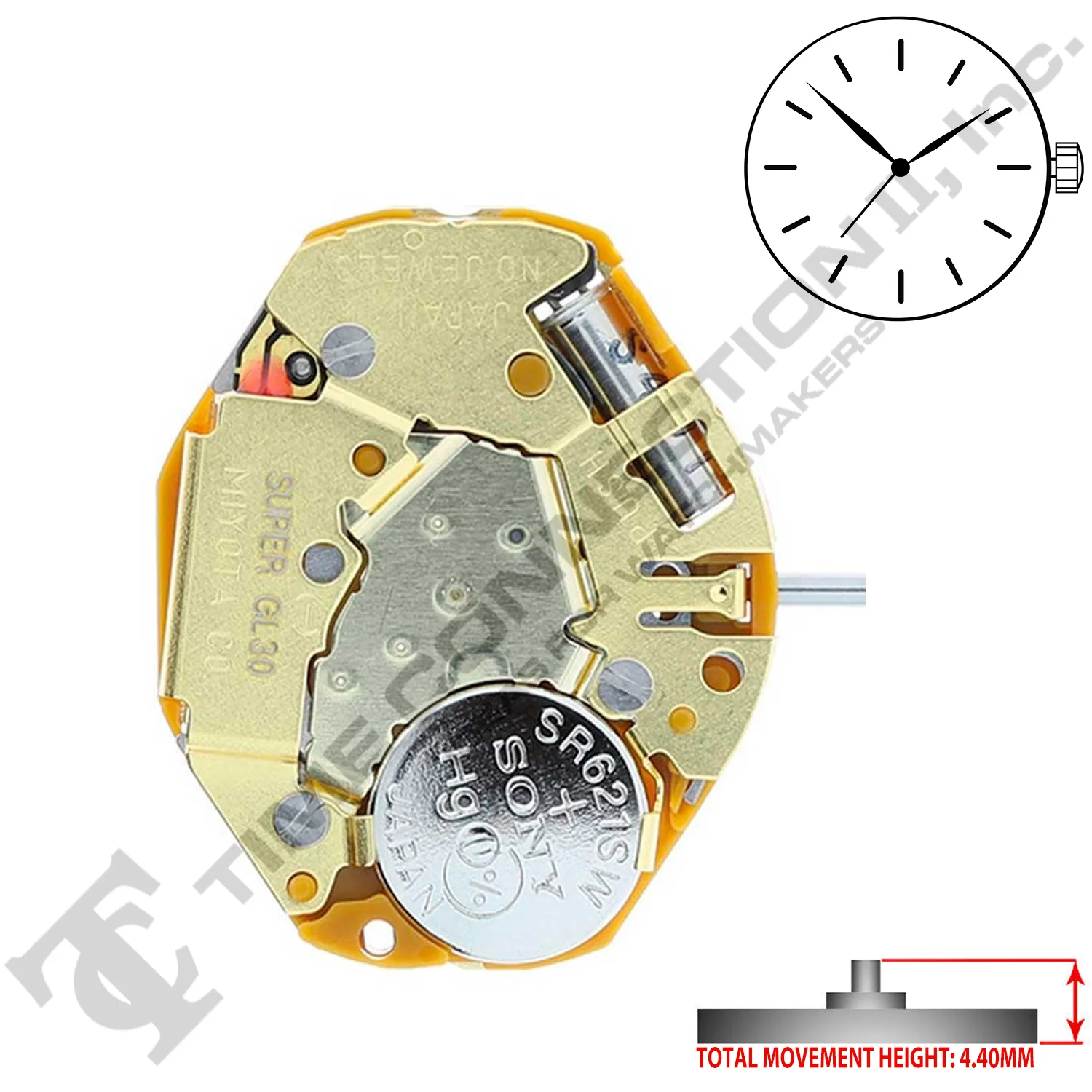 Miyota/Citizen LTD GL36 3 Hands Japan Quartz Movement Ht. 4.40MM Discontinued (MIY-GL34)
