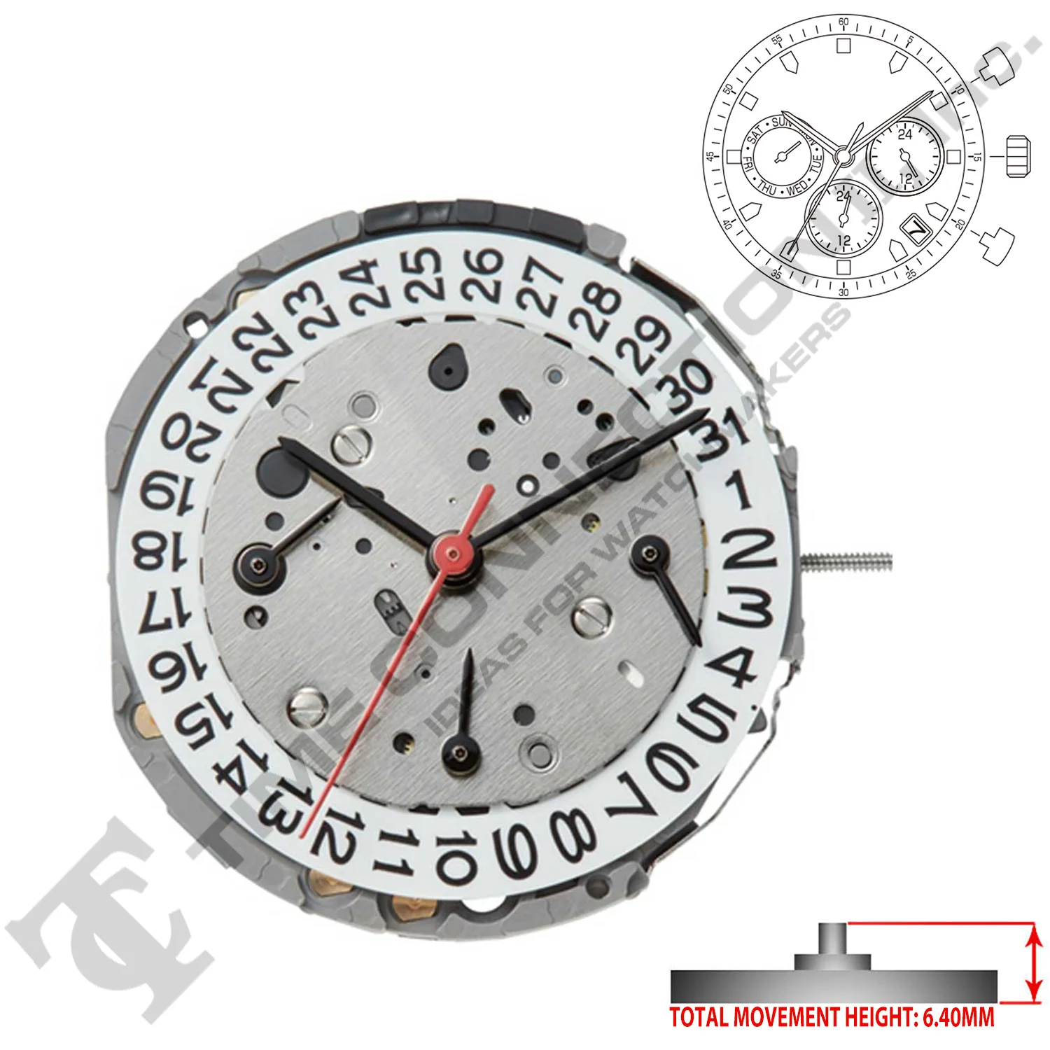 Miyota/Citizen LTD JP25 3 Hands Japan Quartz Movement Ht. 6.40MM - Image 2