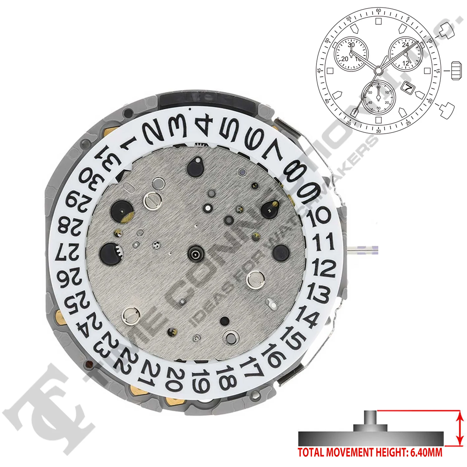 Miyota/Citizen LTD JS05 3 Hands Japan Quartz Movement Ht. 6.40MM - Image 2