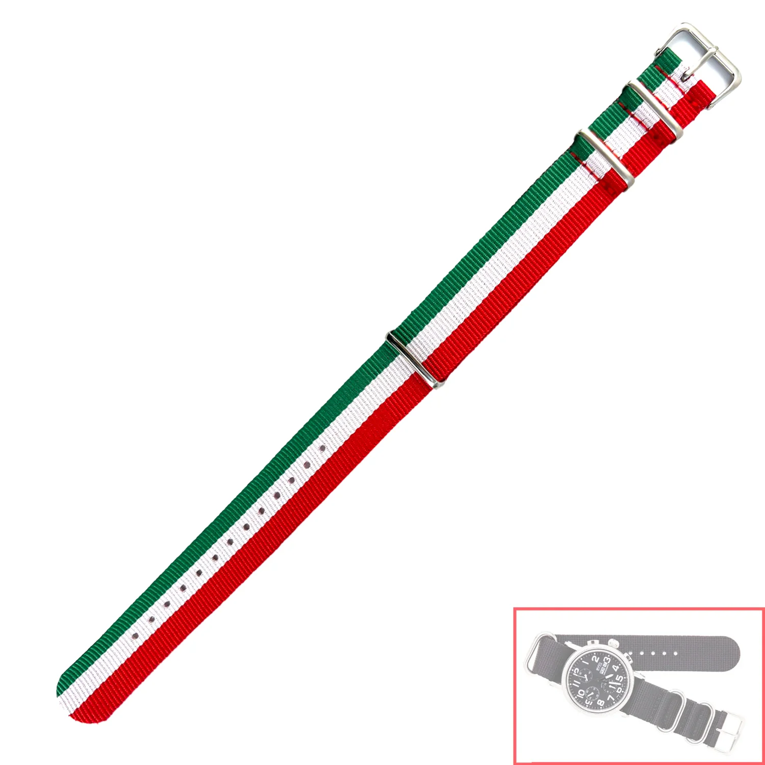 NSL No. 510 Nylon Nato Style Straps with Stripes (20mm) - Image 2