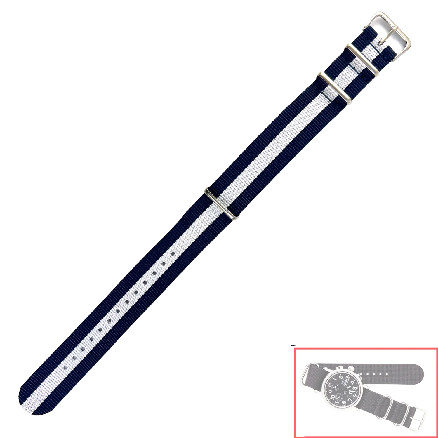 NSL No. 510 Nylon Nato Style Straps with Stripes (20mm) - Image 3