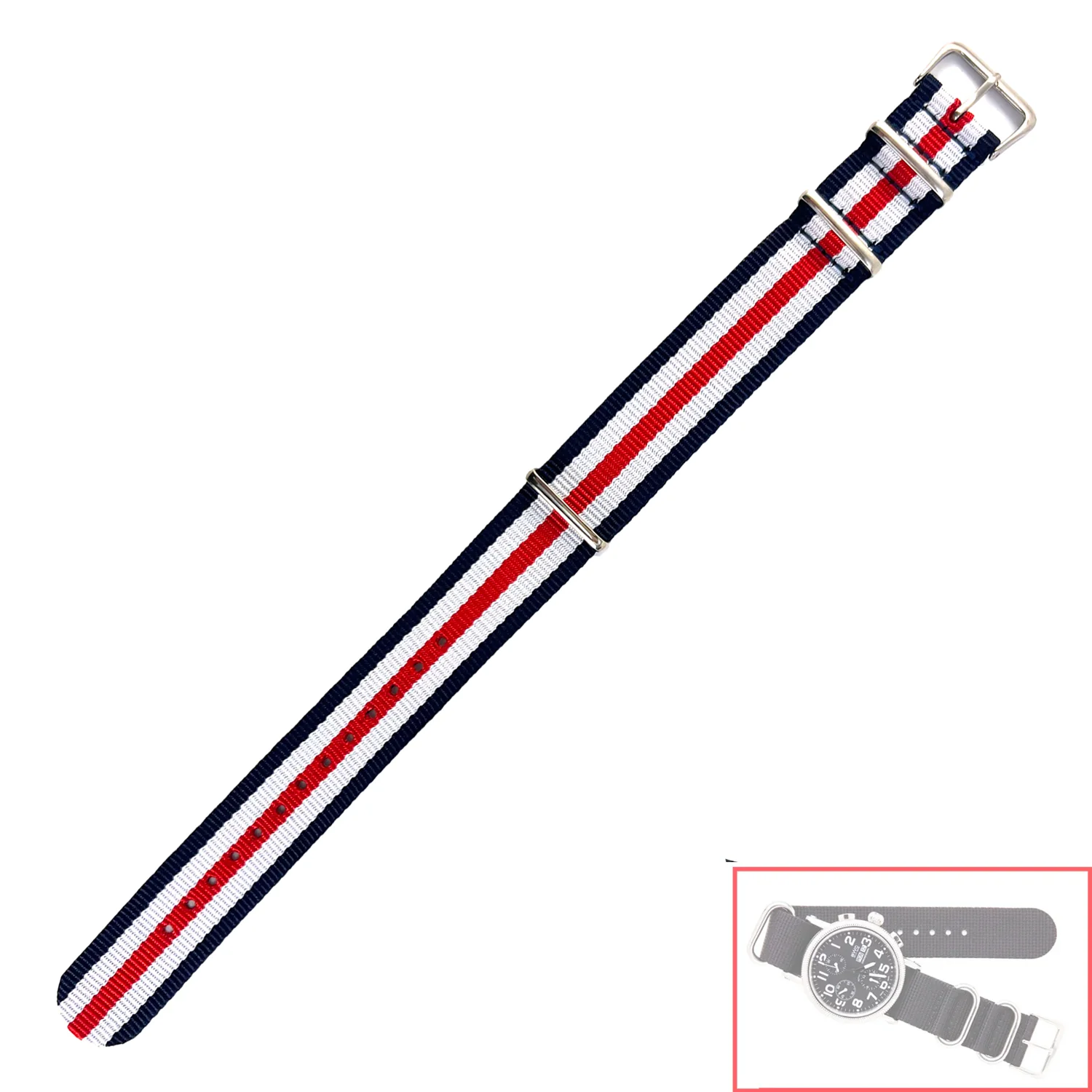 NSL No. 510 Nylon Nato Style Straps with Stripes (20mm) - Image 5