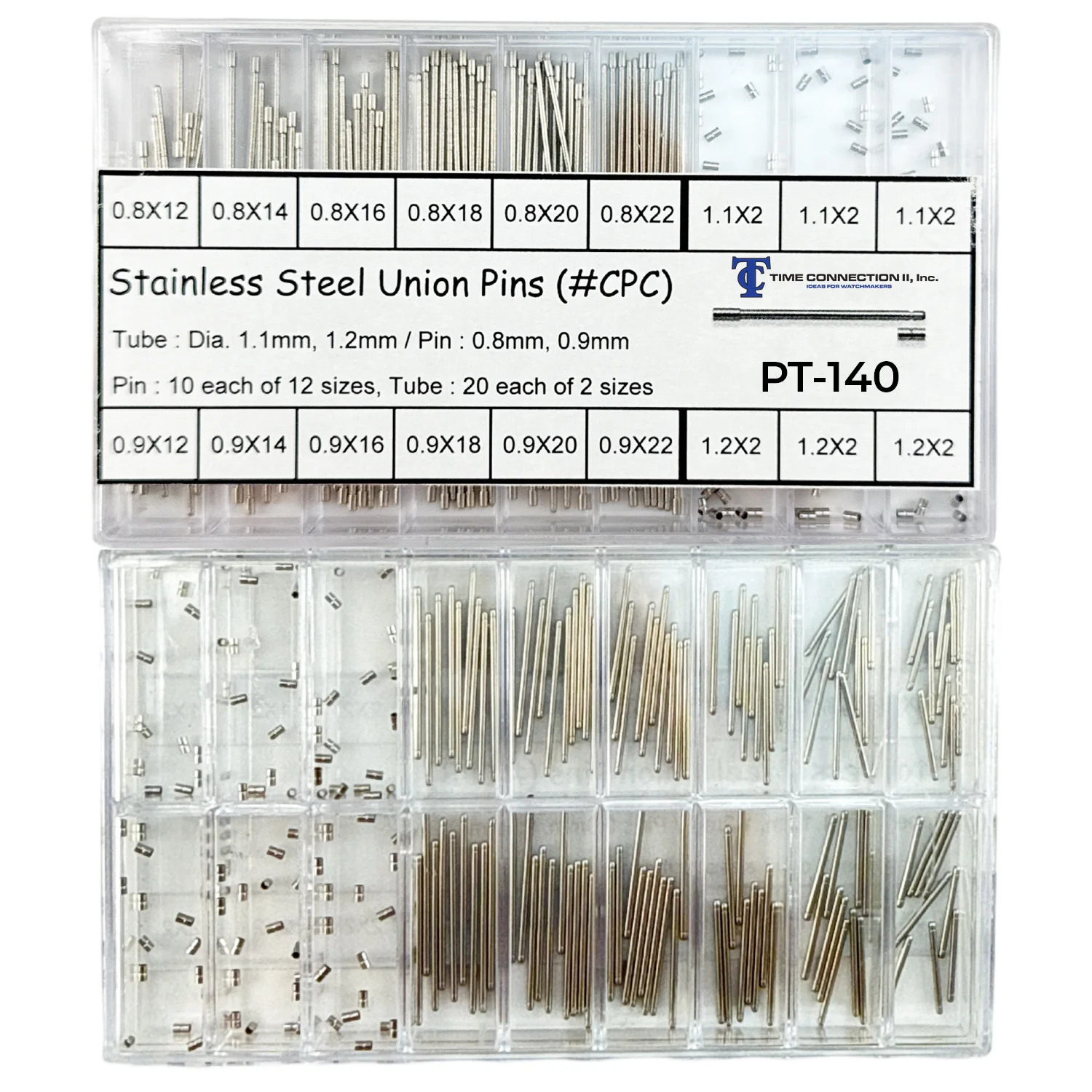 PT-140, Pins/Tubes for Metal Bracelets Assortment (12mm~22mm)