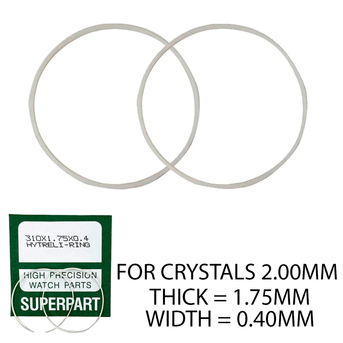 Refills for HYTREL I-Ring for 2.0mm Glass Crystals (1.75mm Height)