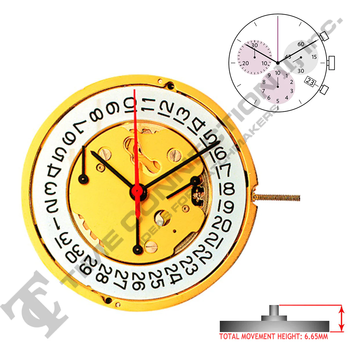 Harley Ronda 5040.D 3 Hands Swiss Made Quartz Movement (Various Heights) - Image 2