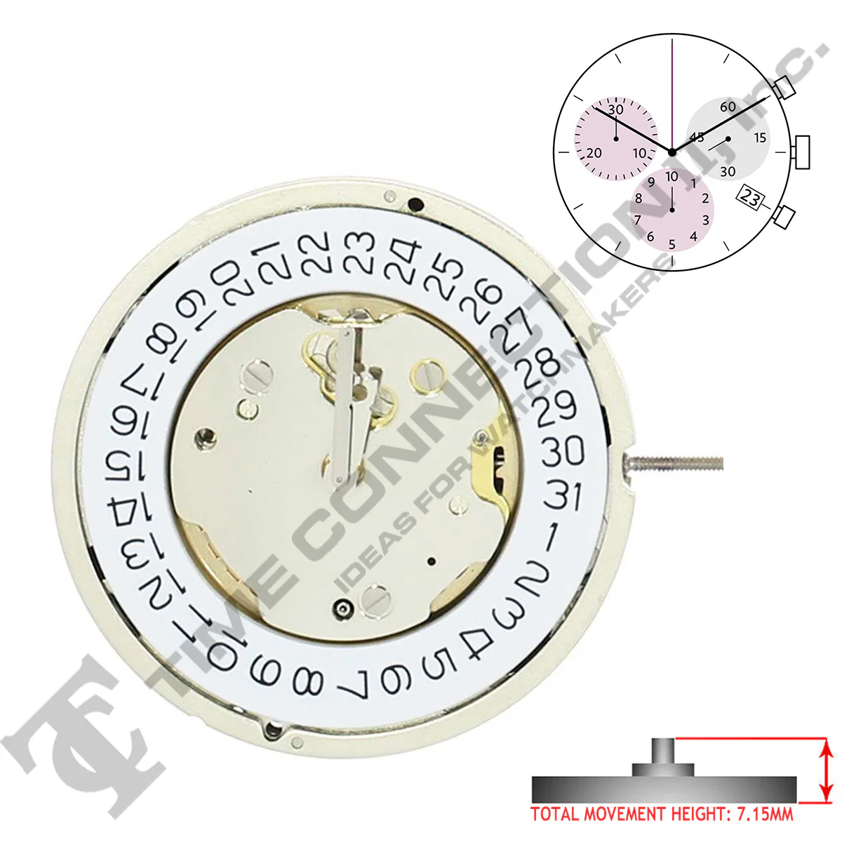 Harley Ronda 5040.D 3 Hands Quartz Movement (Various Heights) - Image 3
