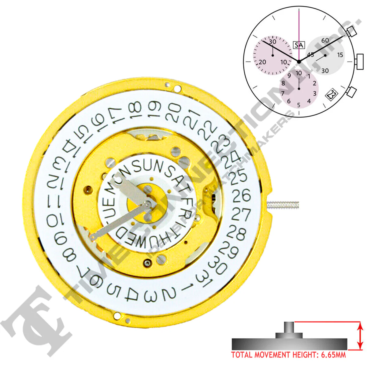Harley Ronda 5040.E 3 Hands Swiss Made Quartz Movement Ht. 6.65MM (Various Dates) - Image 2