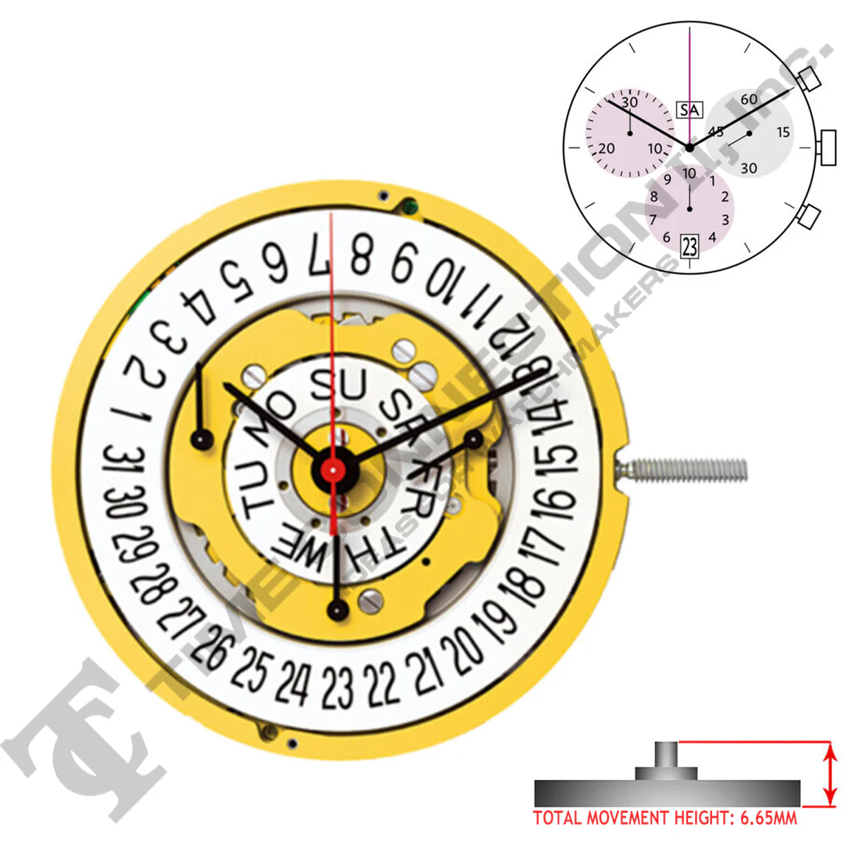 Harley Ronda 5040.E 3 Hands Swiss Made Quartz Movement Ht. 6.65MM (Various Dates) - Image 3