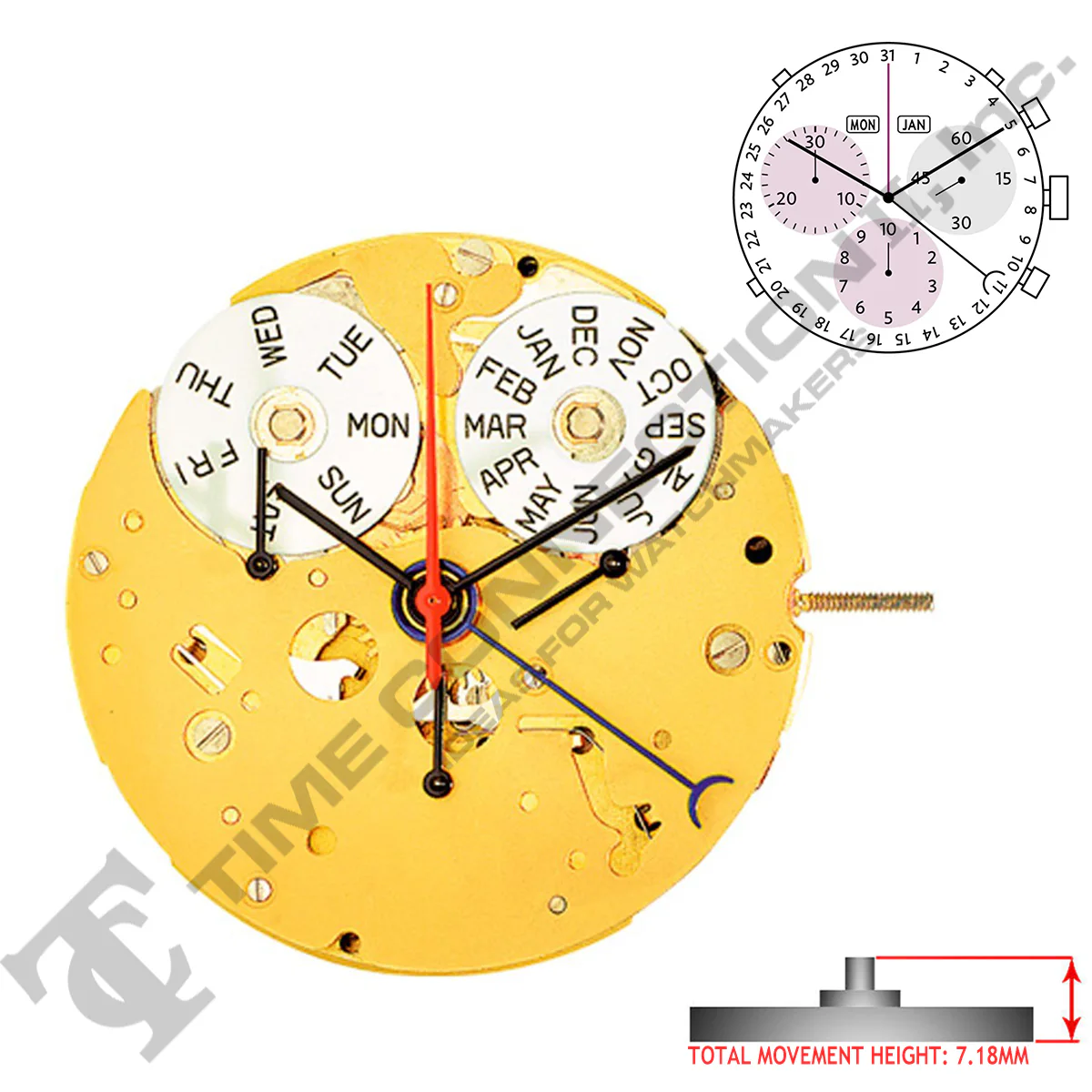 Harley Ronda 5040.F 4 Hands Swiss Made Quartz Movement Ht. 7.18MM - Image 2