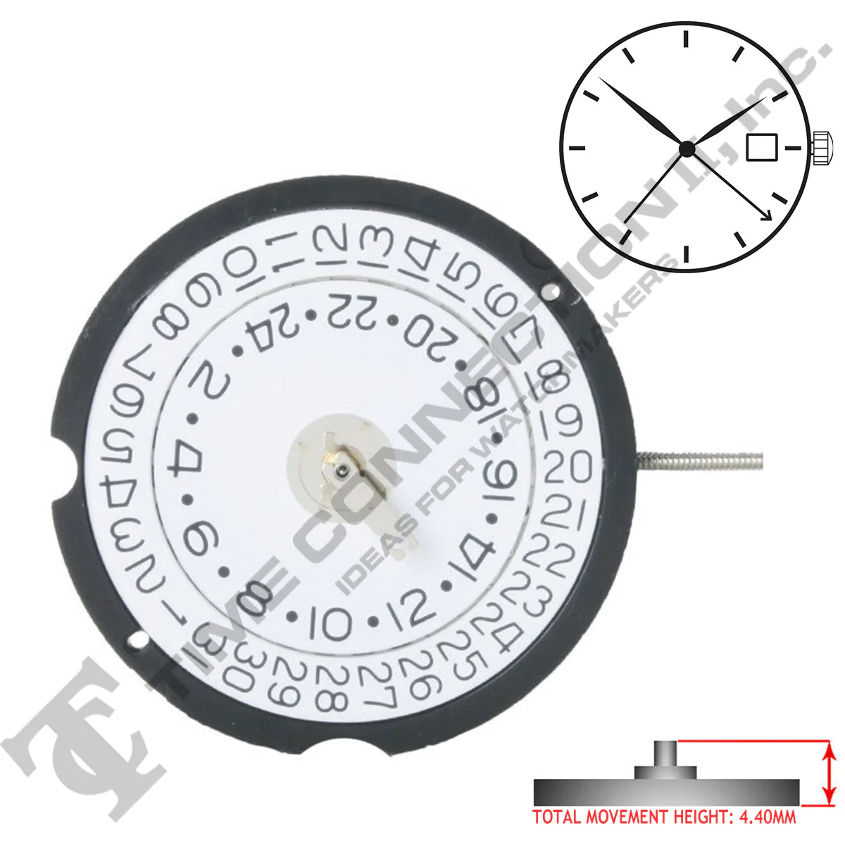 Harley Ronda 505 3 Hands (24 Hour Disk) Quartz Movement Ht. 4.40MM - Image 2