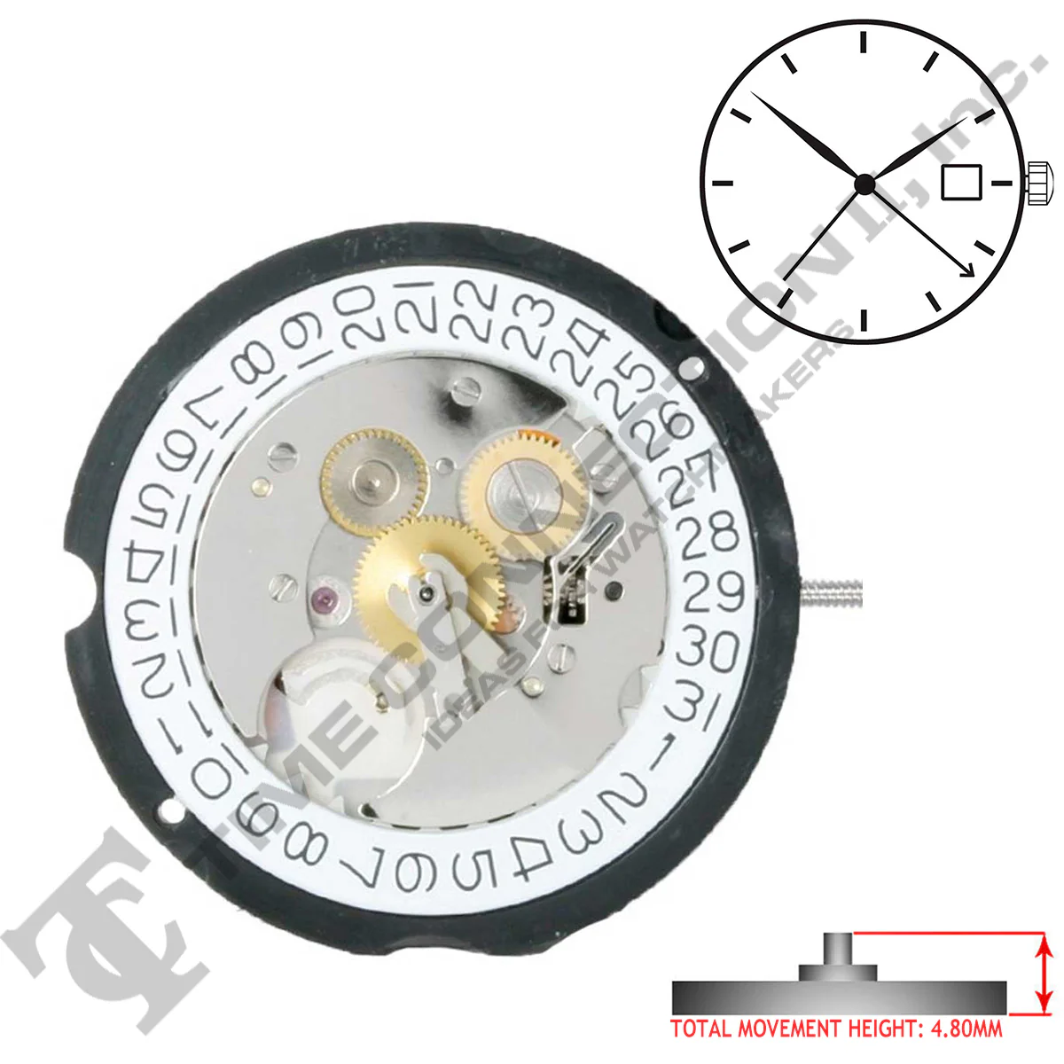 Harley Ronda 505 3 Hands (24 Hour Hand) Quartz Movement Ht. 4.80MM - Image 2