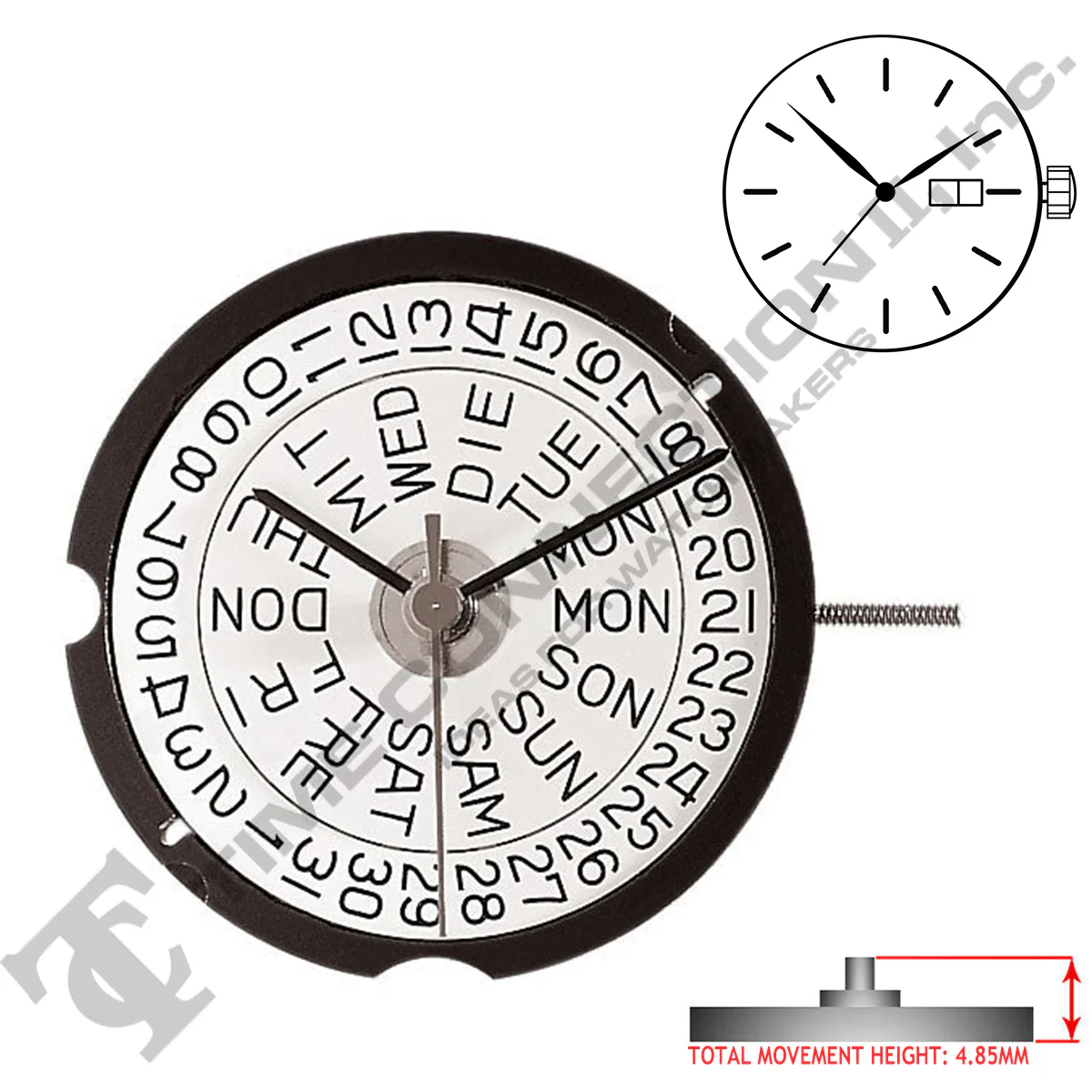 Harley Ronda 507 3 Hands Quartz Movement (Various Heights) - Image 3