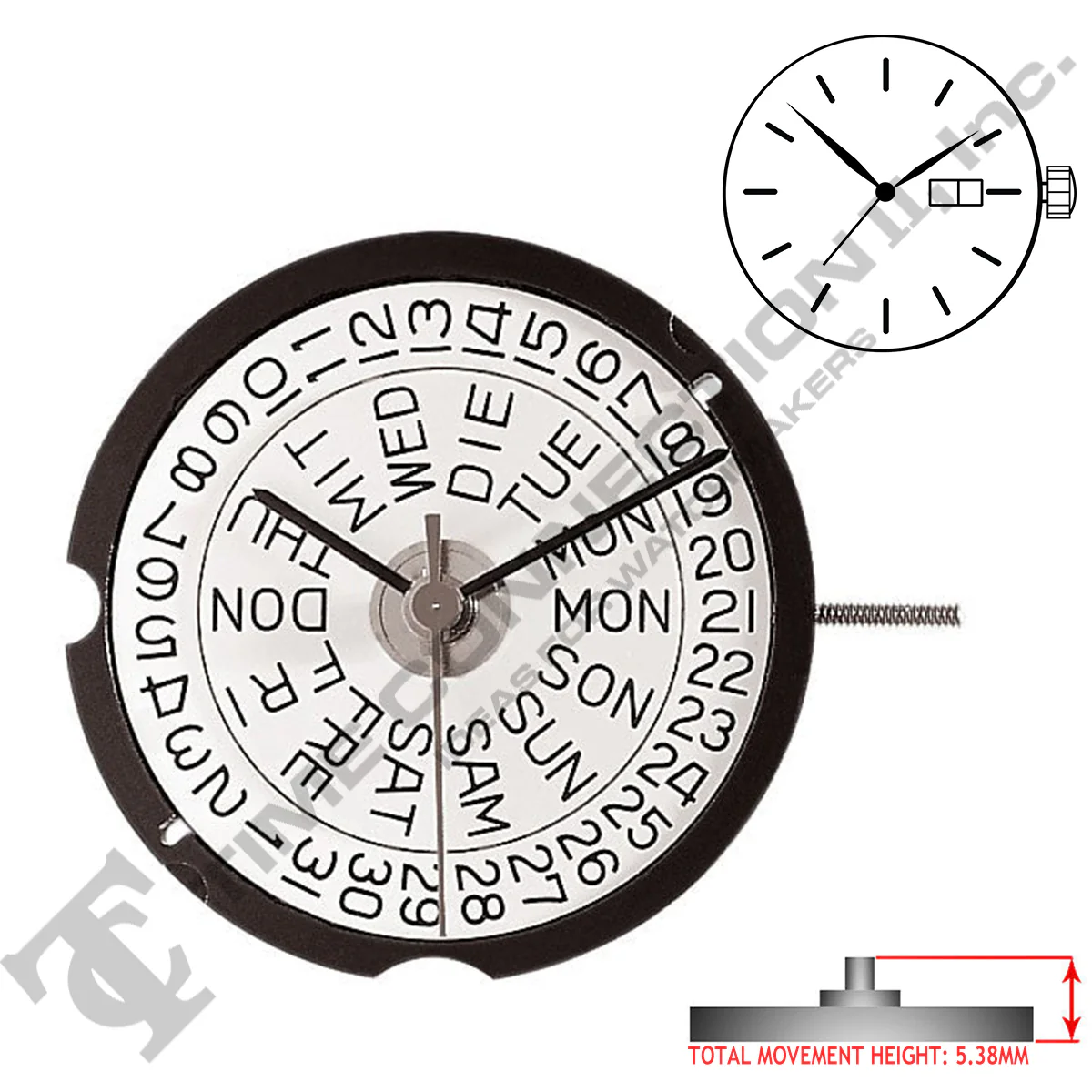 Harley Ronda 507 3 Hands Quartz Movement (Various Heights) - Image 4
