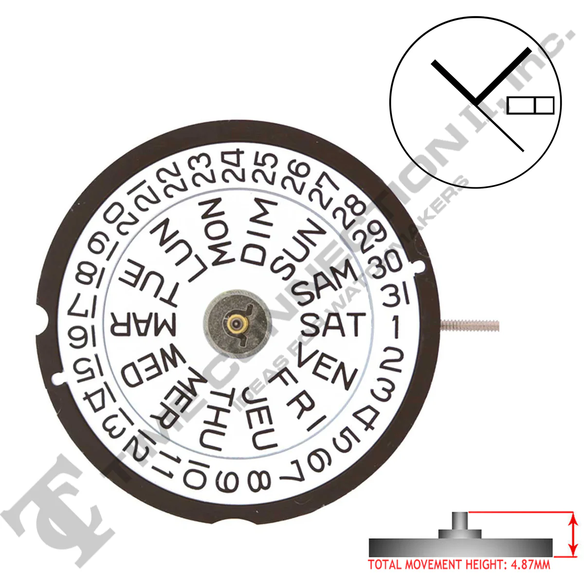 Harley Ronda 517 3 Hands Quartz Movement (Various Heights) - Image 3