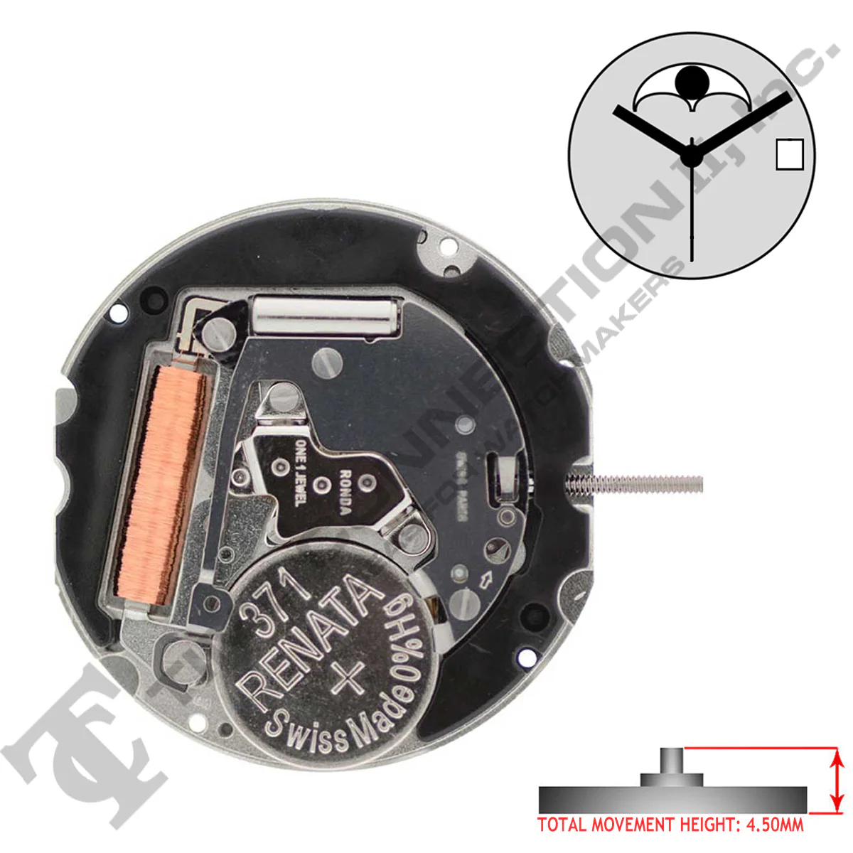 Harley Ronda 708 3 Hands Quartz Movement Ht. 4.50MM