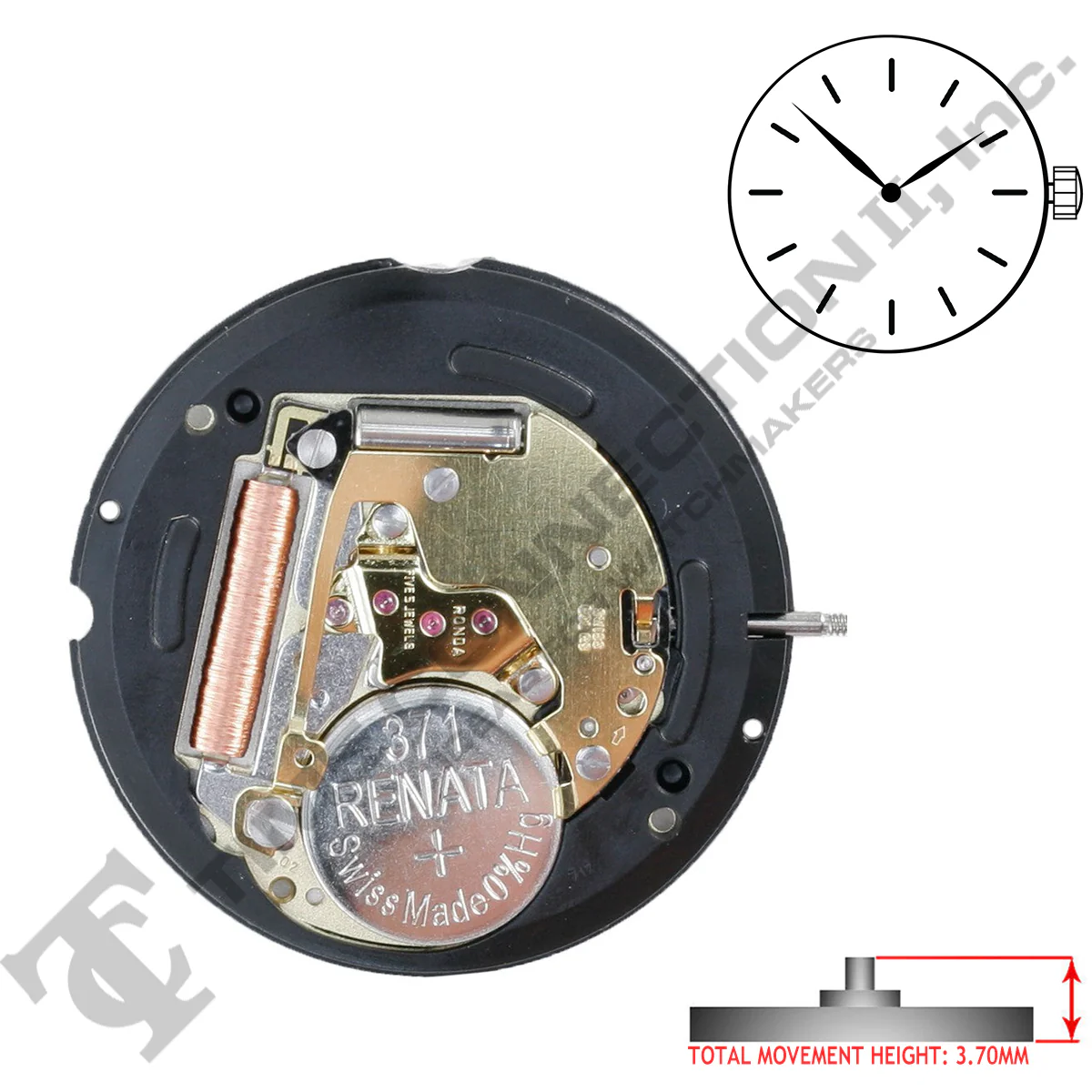 Harley Ronda 712 2 Hands Swiss Made Quartz Movement Ht. 3.60MM