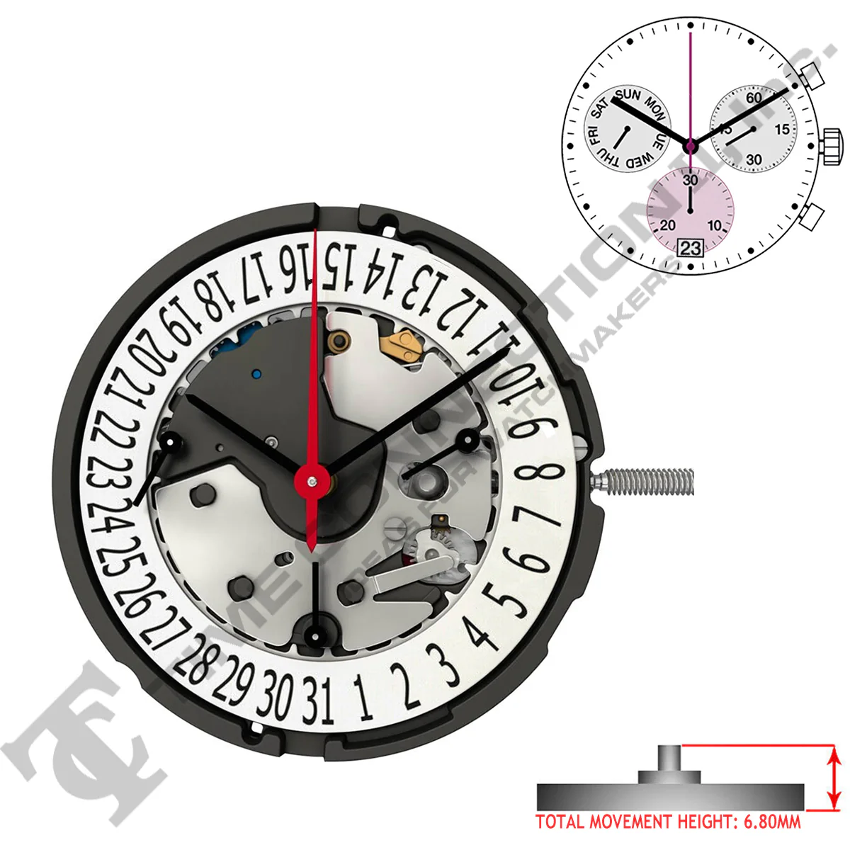 Harley Ronda Z60 3 Hands Quartz Movement Ht.6.80MM (Various Dates) - Image 3
