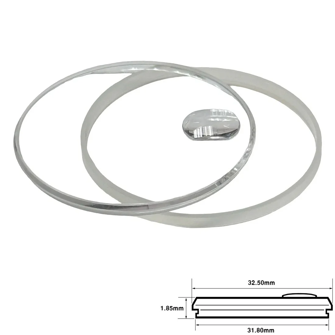 Sapphire Crystal 25-318C with Gasket to fit Rolex