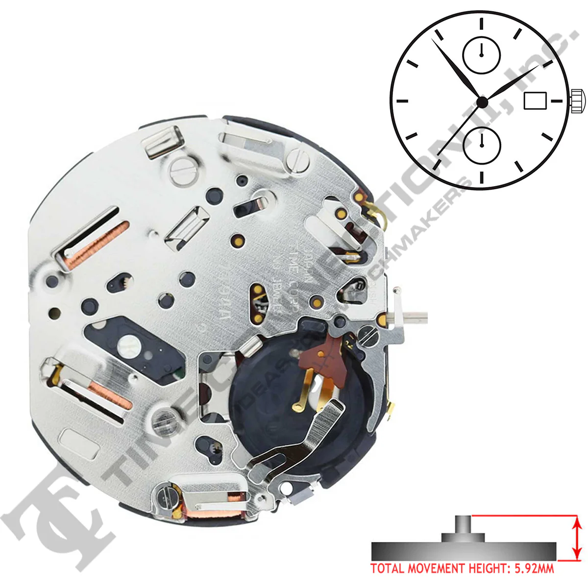 Genuine Seiko 7T94A 3 Hands Quartz Movement Ht. 5.92MM