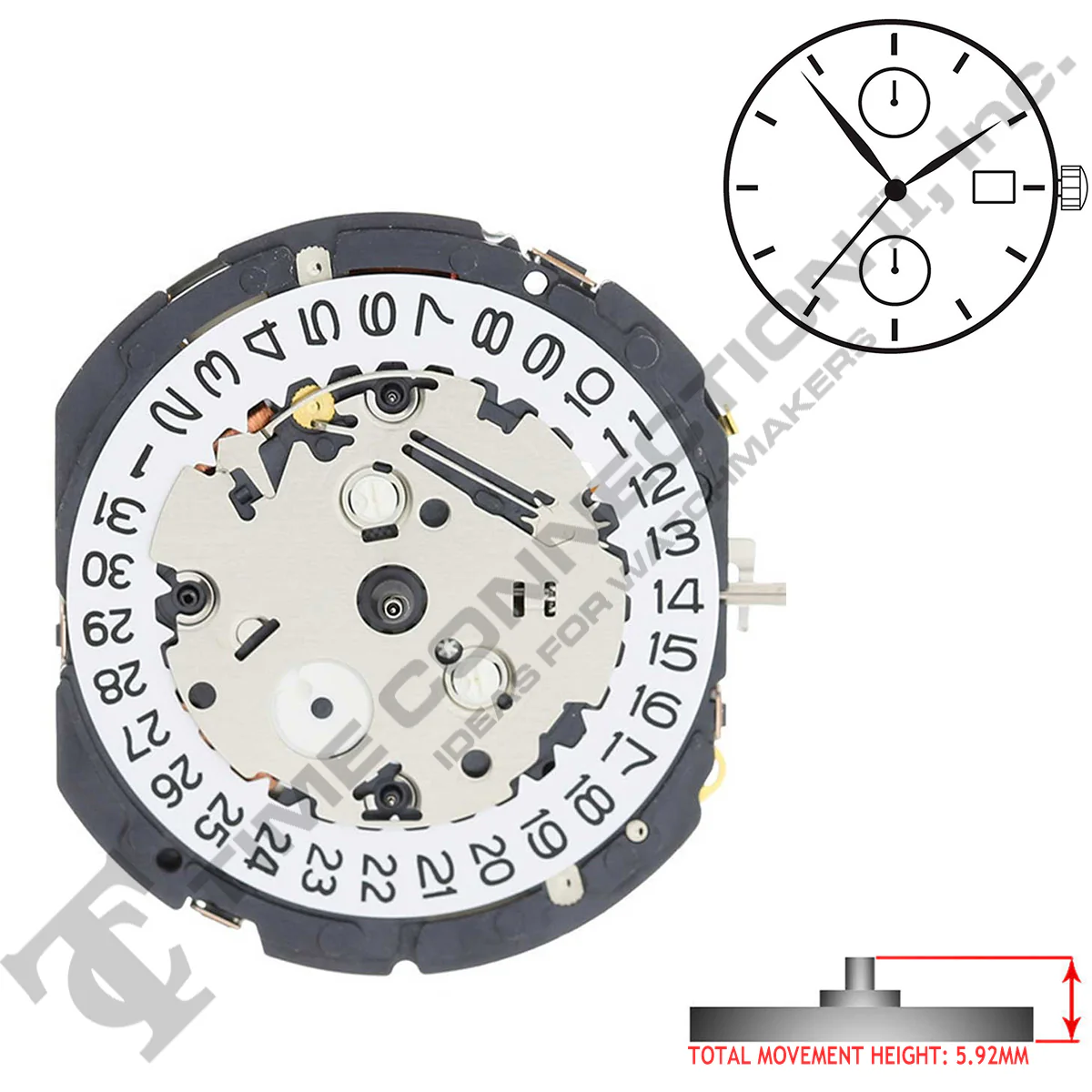 Genuine Seiko 7T94A 3 Hands Quartz Movement Ht. 5.92MM - Image 2