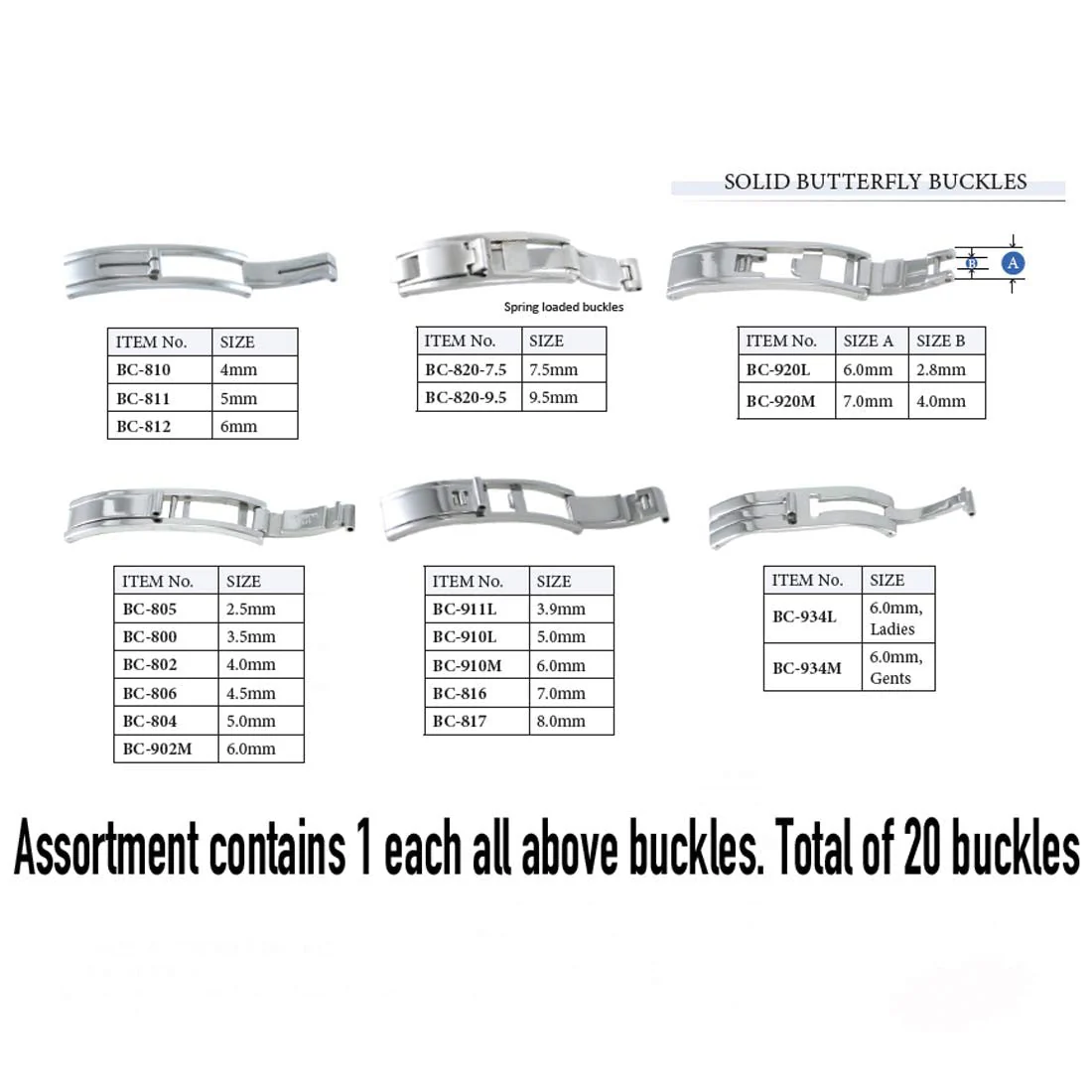 Solid Butterfly Buckle Assortment, Total of 20 Buckles - Image 2