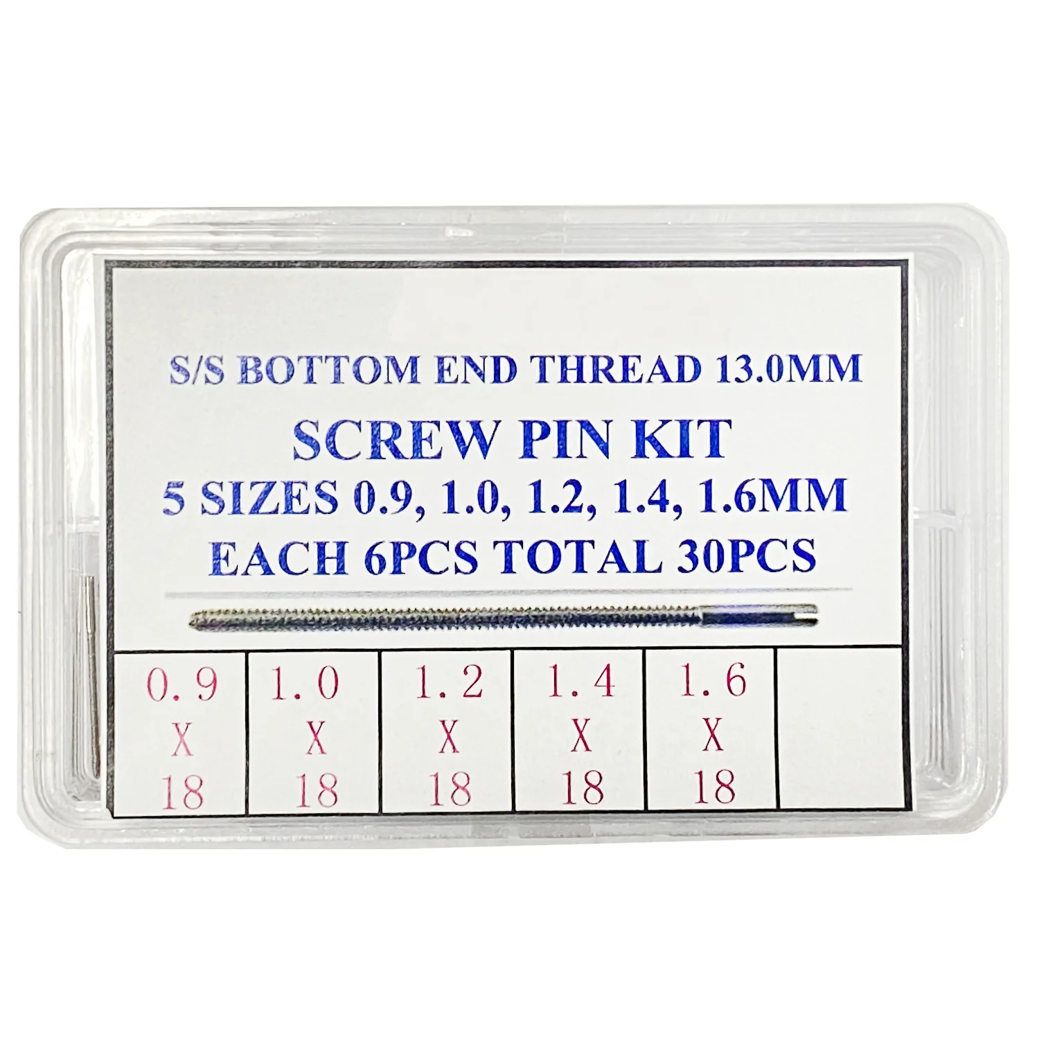 Stainless Steel Screw Pins Assortment (Total 30 Pieces)