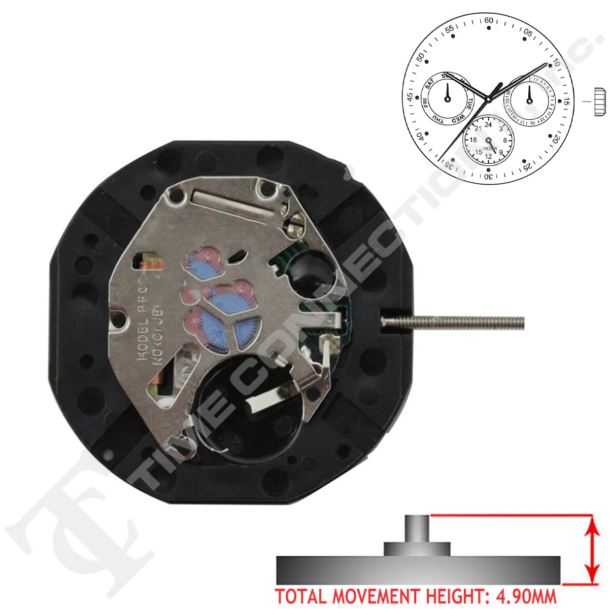 SUNON PE801 Chinese Quartz 3 Hands Watch Movement Ht. 4.90mm - Image 2