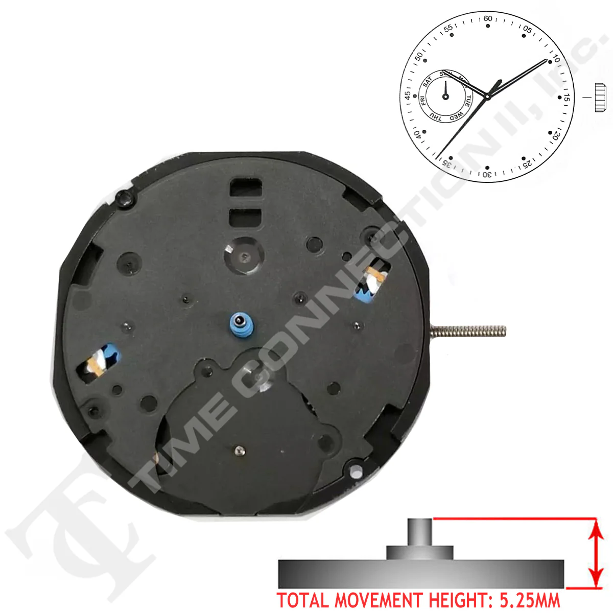 SUNON PE805-2 Chinese Quartz 3 Hands Watch Movement Ht. 5.00mm