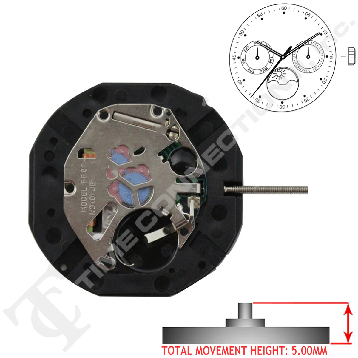 SUNON PE806-1 Chinese Quartz 3 Hands Watch Movement Ht. 5.00mm - Image 2
