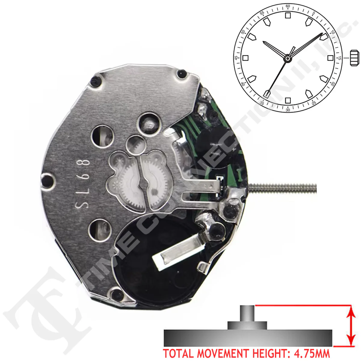 SUNON SL68 Chinese Quartz 3 Hands Watch Movement Ht. 4.75mm - Image 2