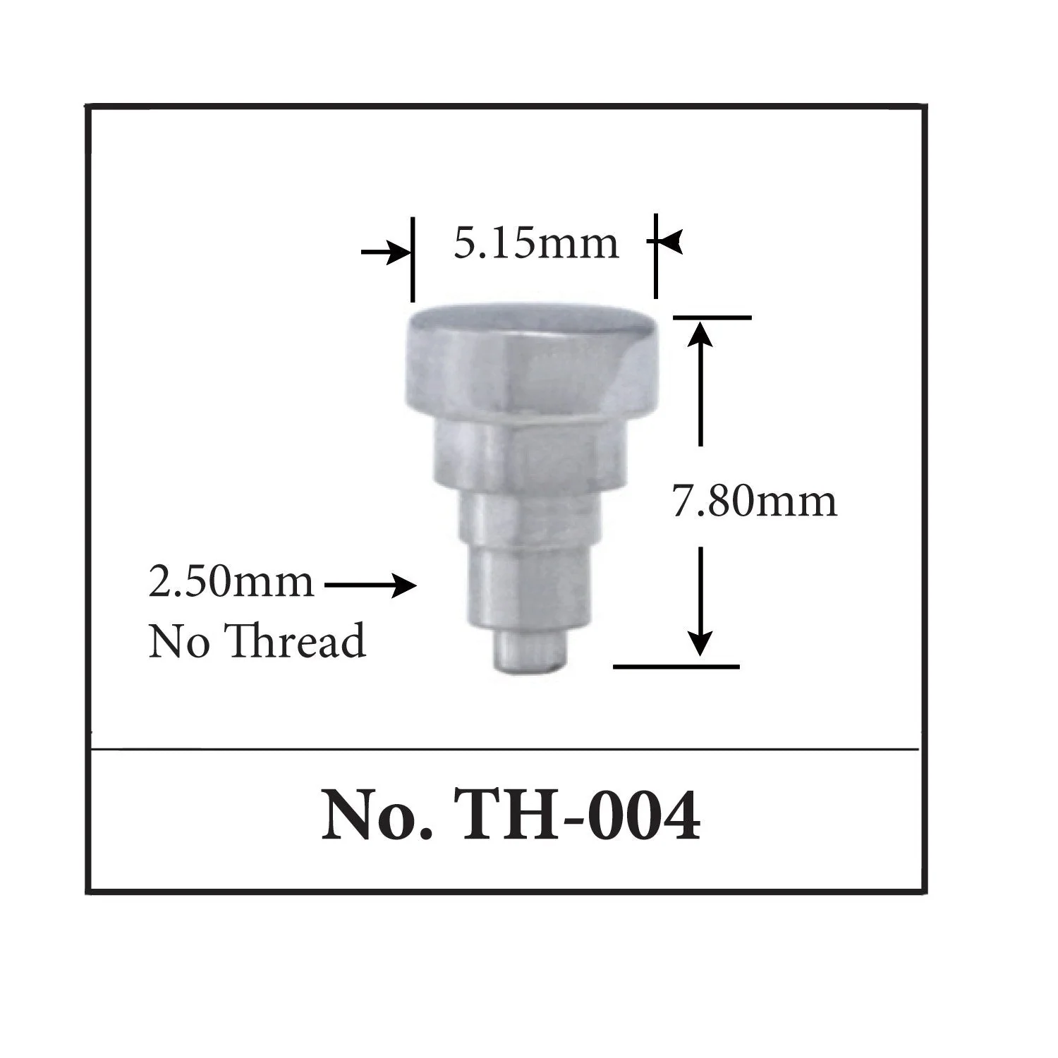 TH-004, Generic Pusher for TAG. (5.15mm x 7.80mm x 2.50mm) No Thread