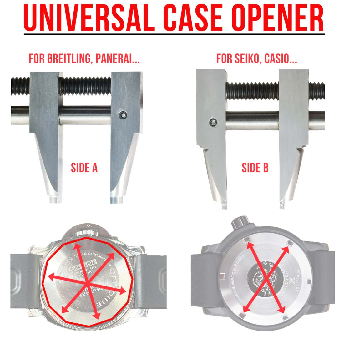 CO-635, Universal Screw Back Case Opener / Remover for Waterproof Breitling and Seiko Watches - Image 2
