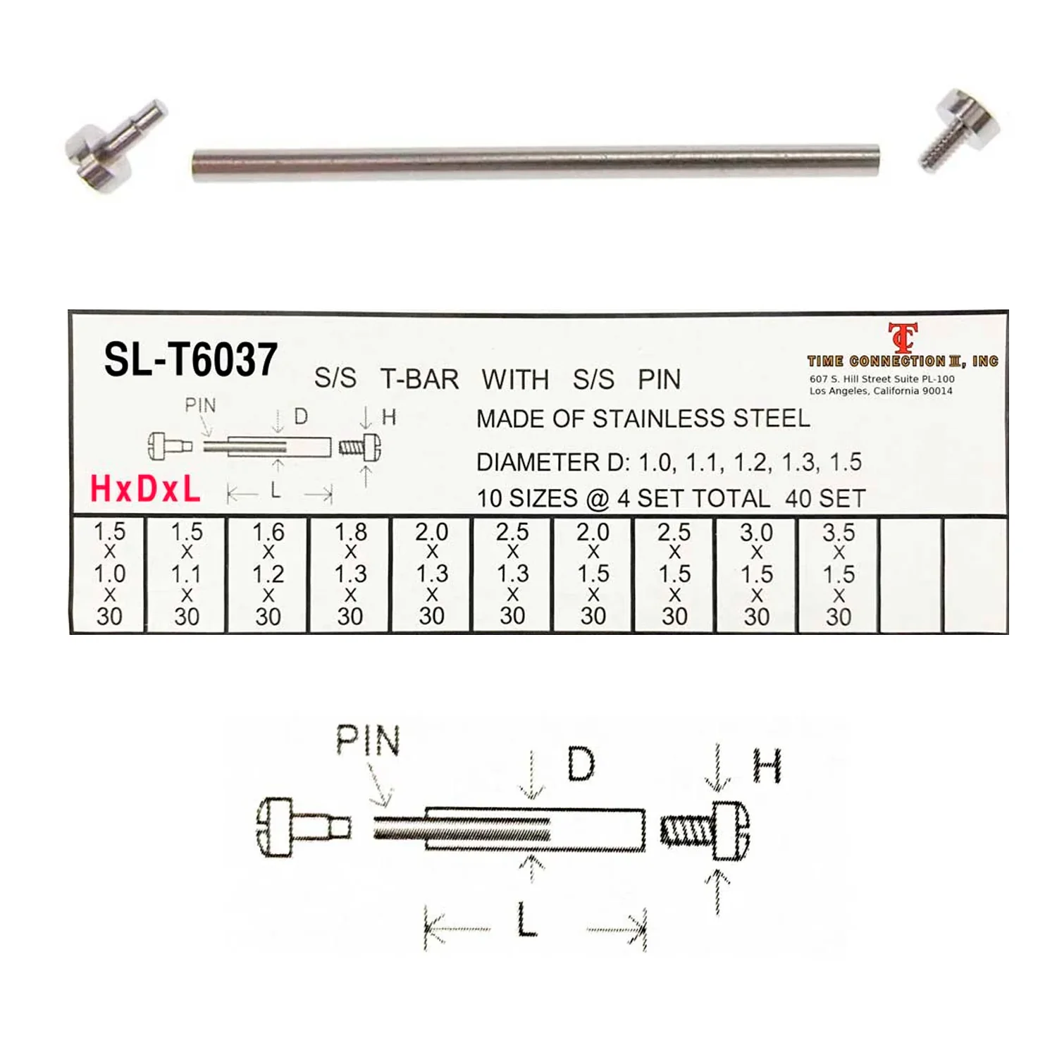 Universal Stainless Steel T-bar / Screw Bar Assortment (Small Size Bars)