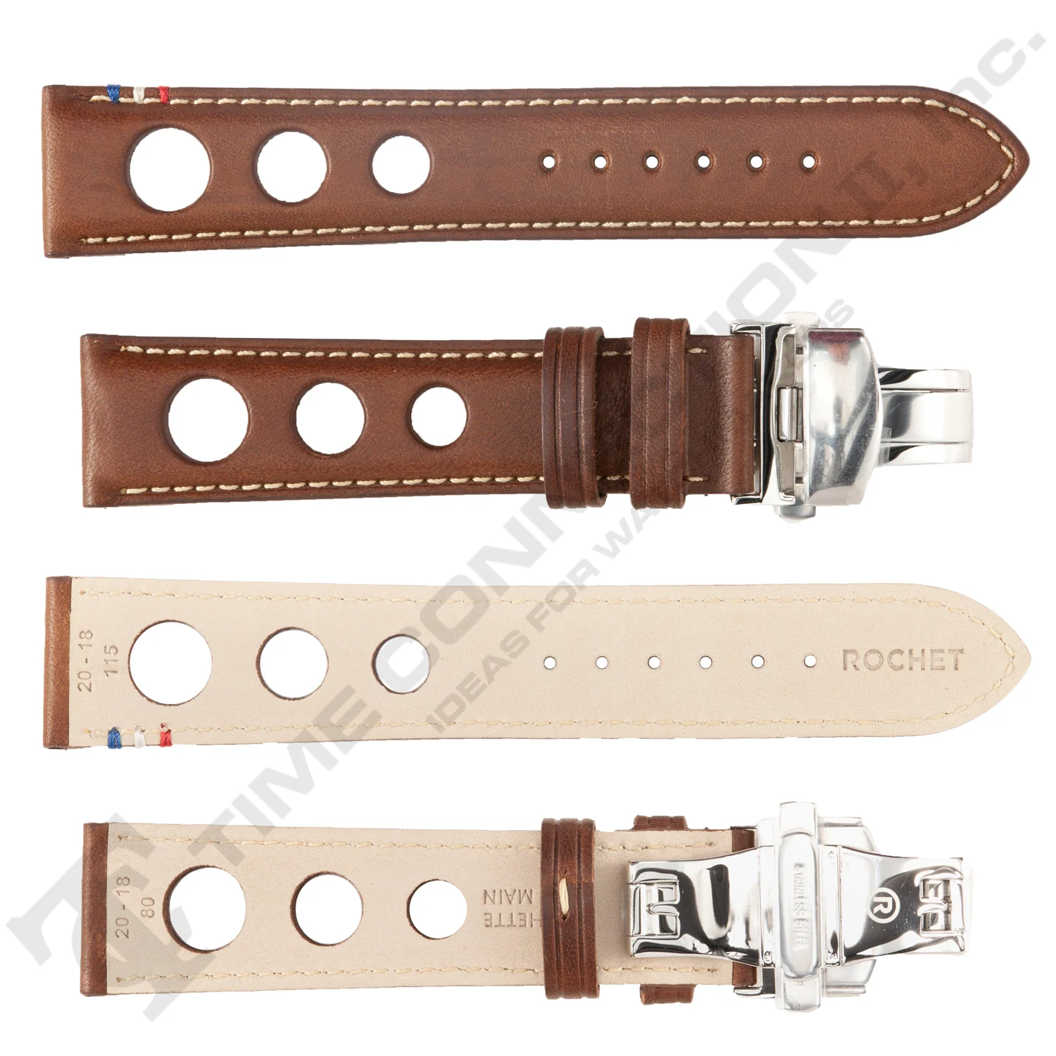 ROCHET ZRC No. 793 Cowhide Grain Butterfly Deployment Buckle Leather Straps (20 - 22mm) - Image 3